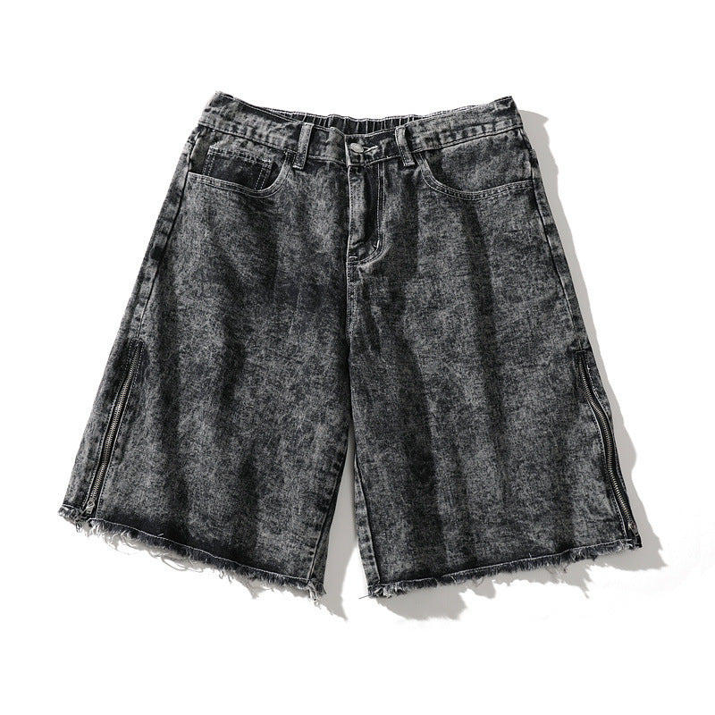 Black Ash Loose Denim Shorts