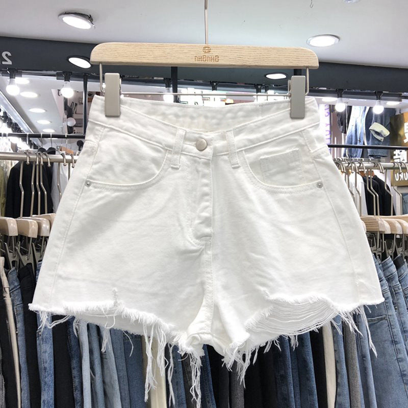 Tassel Edge High-Rise Women's Denim Shorts