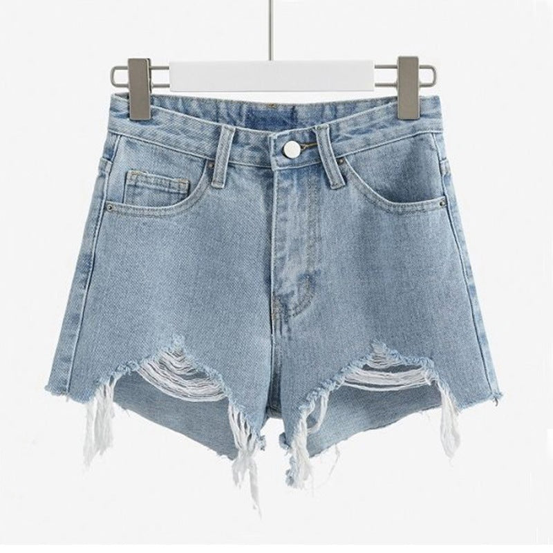 Tassel Edge High-Rise Women's Denim Shorts