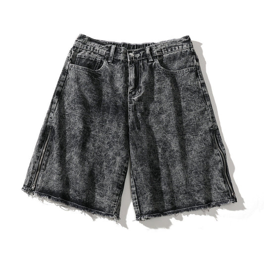 Black Ash Loose Denim Shorts