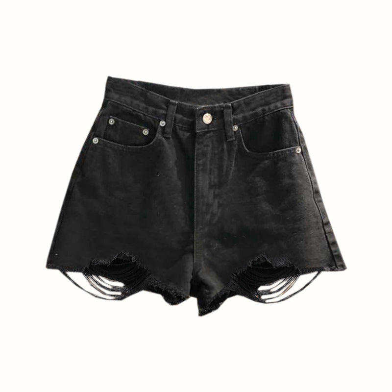 Tassel Edge High-Rise Women's Denim Shorts