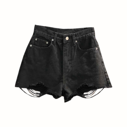 Tassel Edge High-Rise Women's Denim Shorts