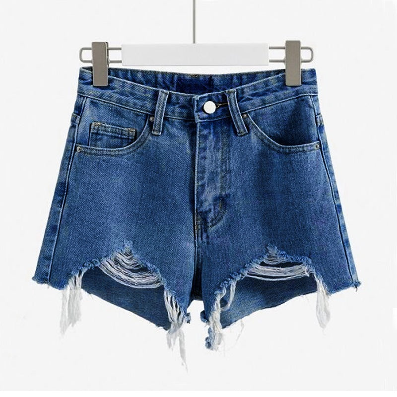 Tassel Edge High-Rise Women's Denim Shorts