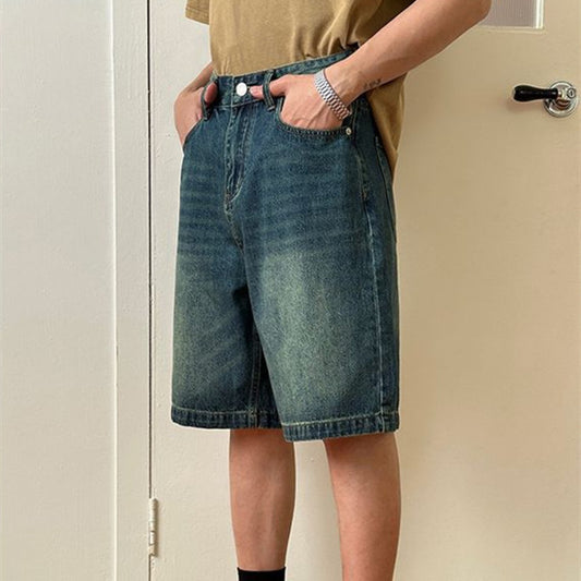 Retro Washed Loose Denim Shorts
